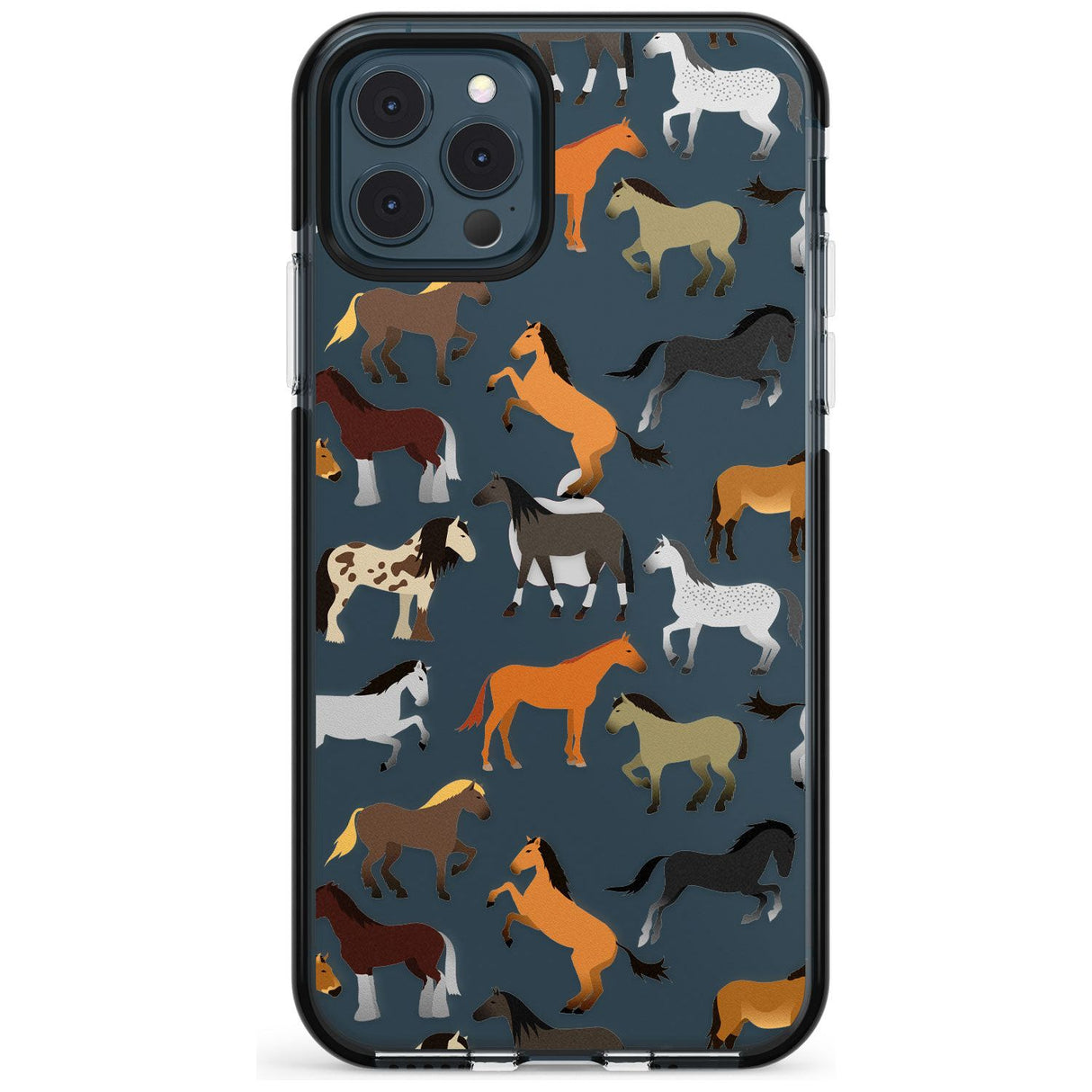 Horse Pattern Black Impact Phone Case for iPhone 11