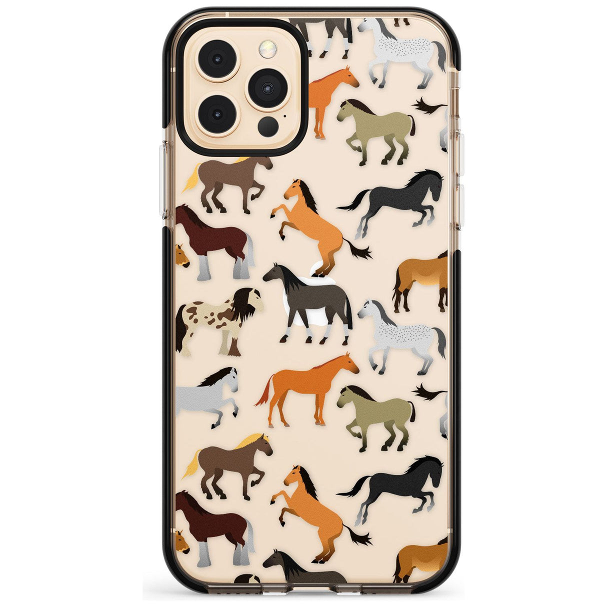 Horse Pattern Black Impact Phone Case for iPhone 11