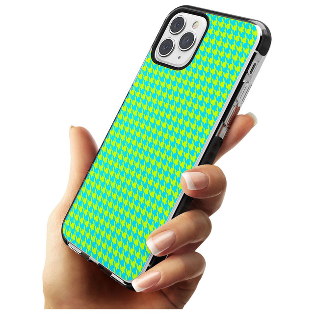 Neon Lime & Turquoise Houndstooth Pattern Black Impact Phone Case for iPhone 11 Pro Max