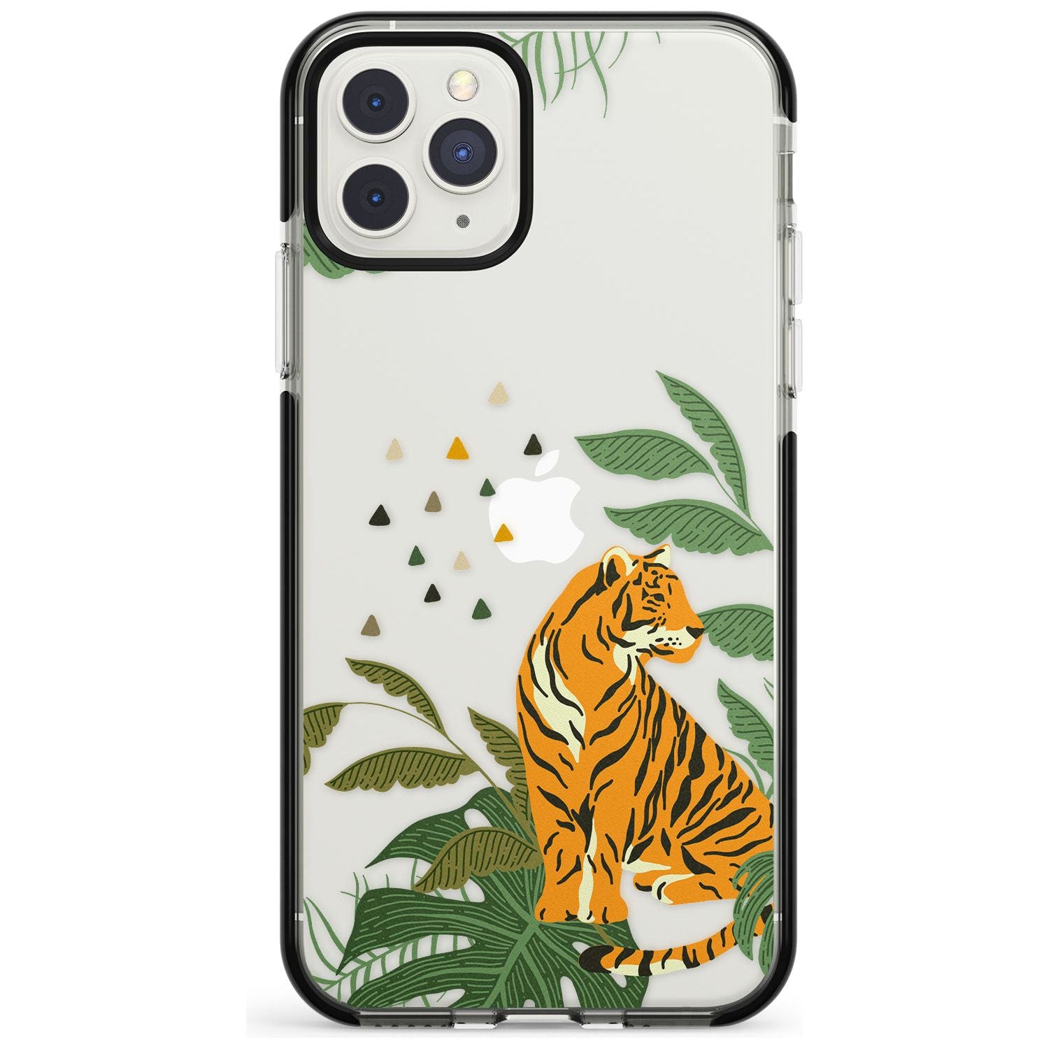 Large Tiger Clear Jungle Cat Pattern Black Impact Phone Case for iPhone 11 Pro Max