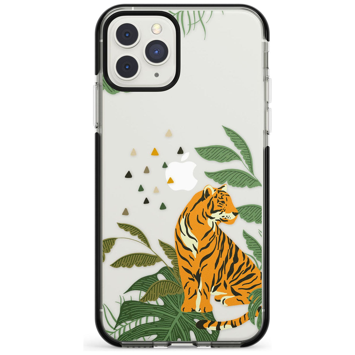 Large Tiger Clear Jungle Cat Pattern Black Impact Phone Case for iPhone 11 Pro Max