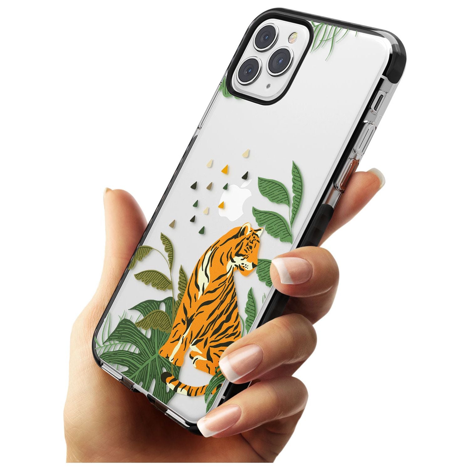 Large Tiger Clear Jungle Cat Pattern Black Impact Phone Case for iPhone 11 Pro Max