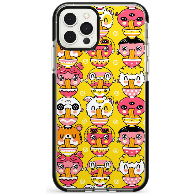 Ramen Noodle Kawaii Pattern Black Impact Phone Case for iPhone 11