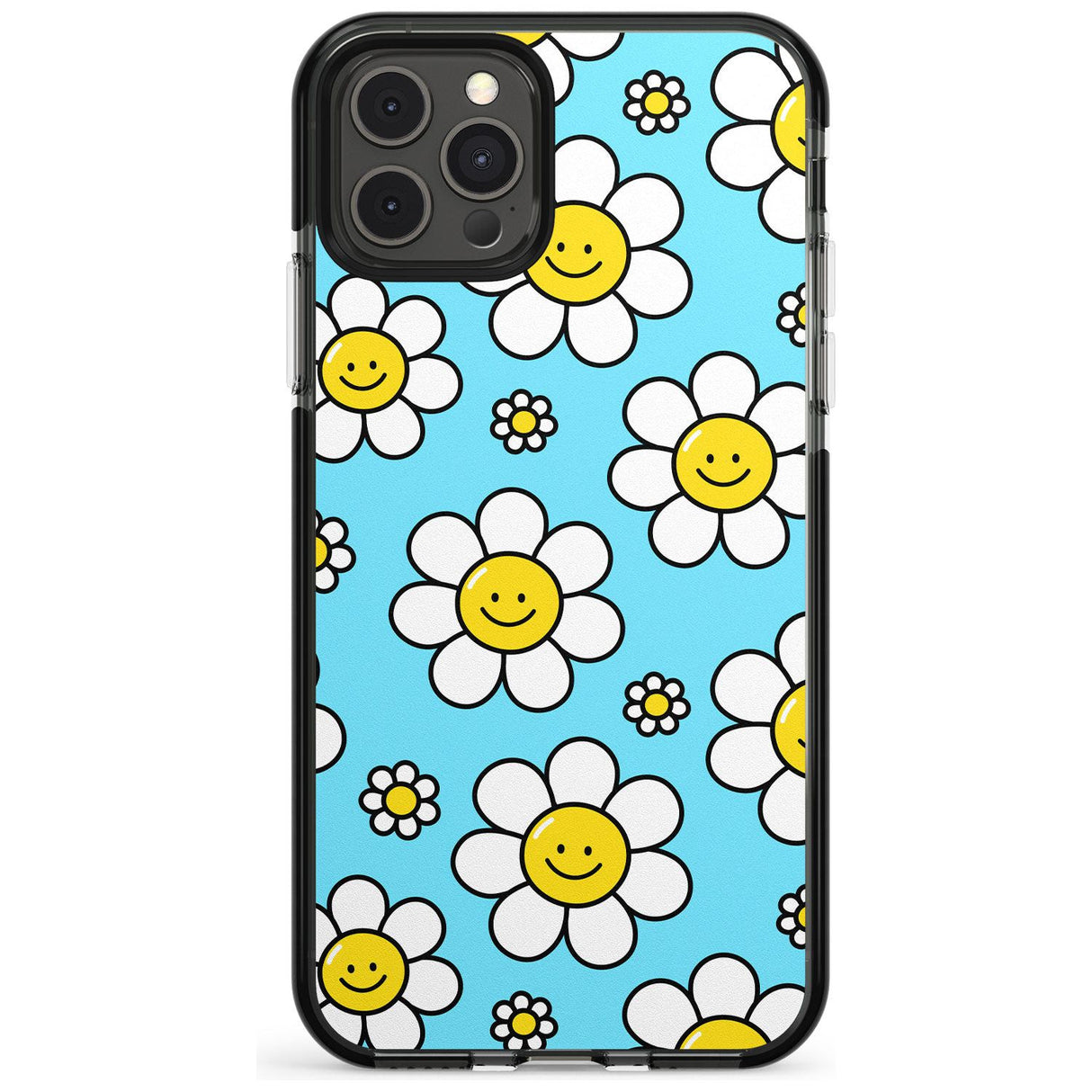 Daisy Faces Kawaii Pattern Black Impact Phone Case for iPhone 11