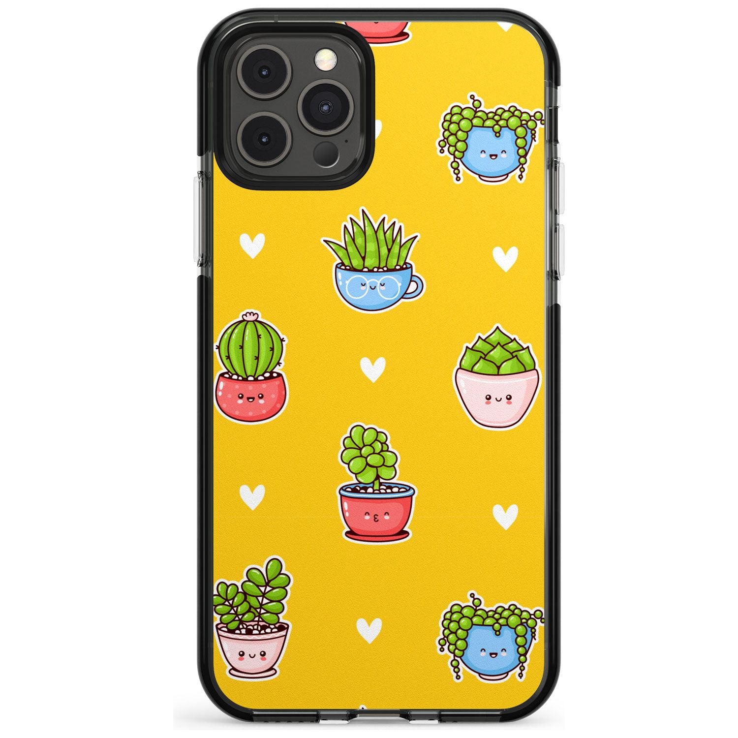Plant Faces Kawaii Pattern Black Impact Phone Case for iPhone 11