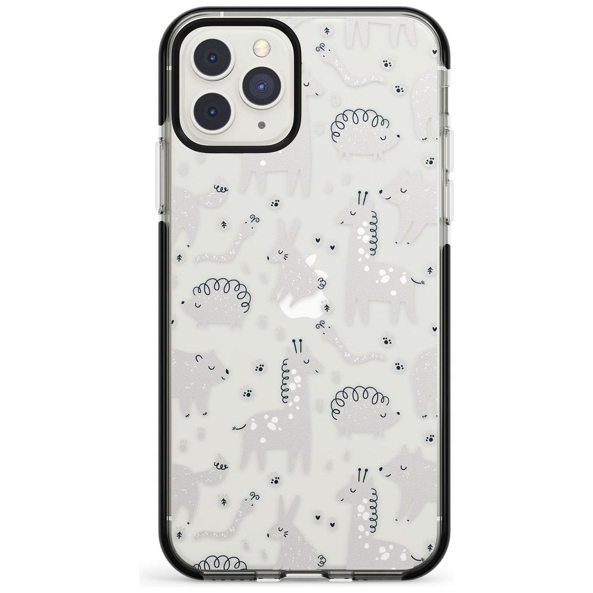 Adorable Mixed Animals Pattern (Clear) Black Impact Phone Case for iPhone 11 Pro Max