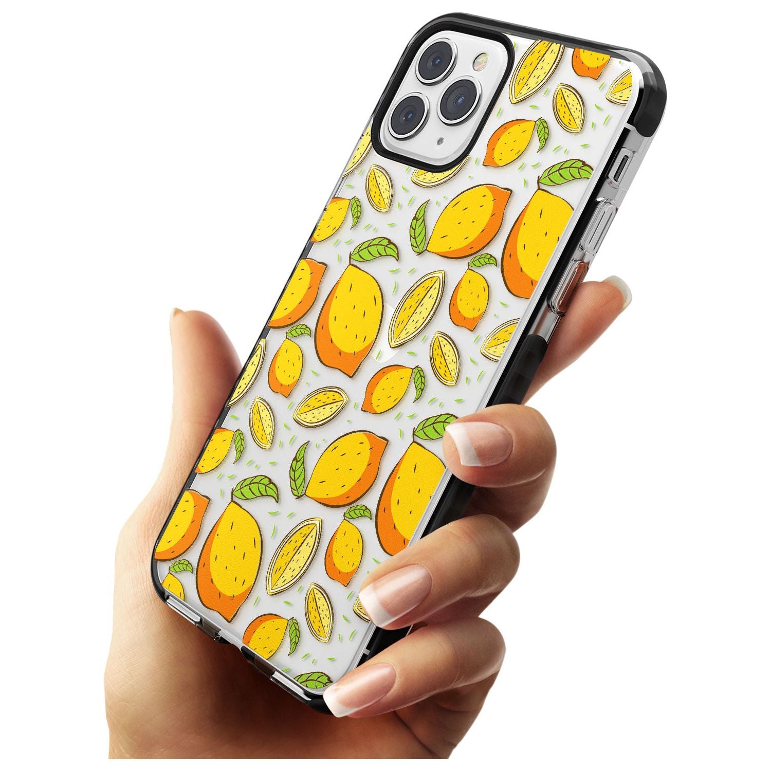 Lemon Pattern Black Impact Phone Case for iPhone 11