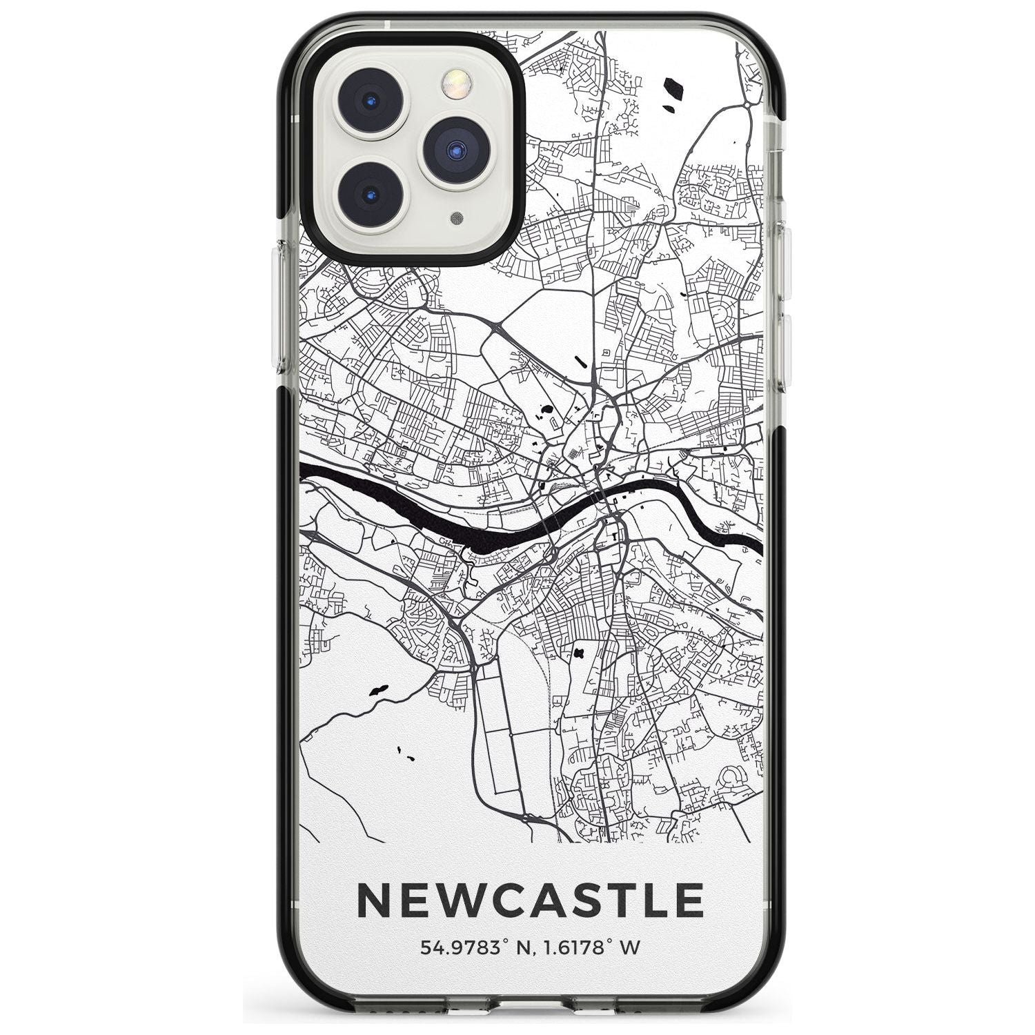 Map of Newcastle, England Black Impact Phone Case for iPhone 11 Pro Max