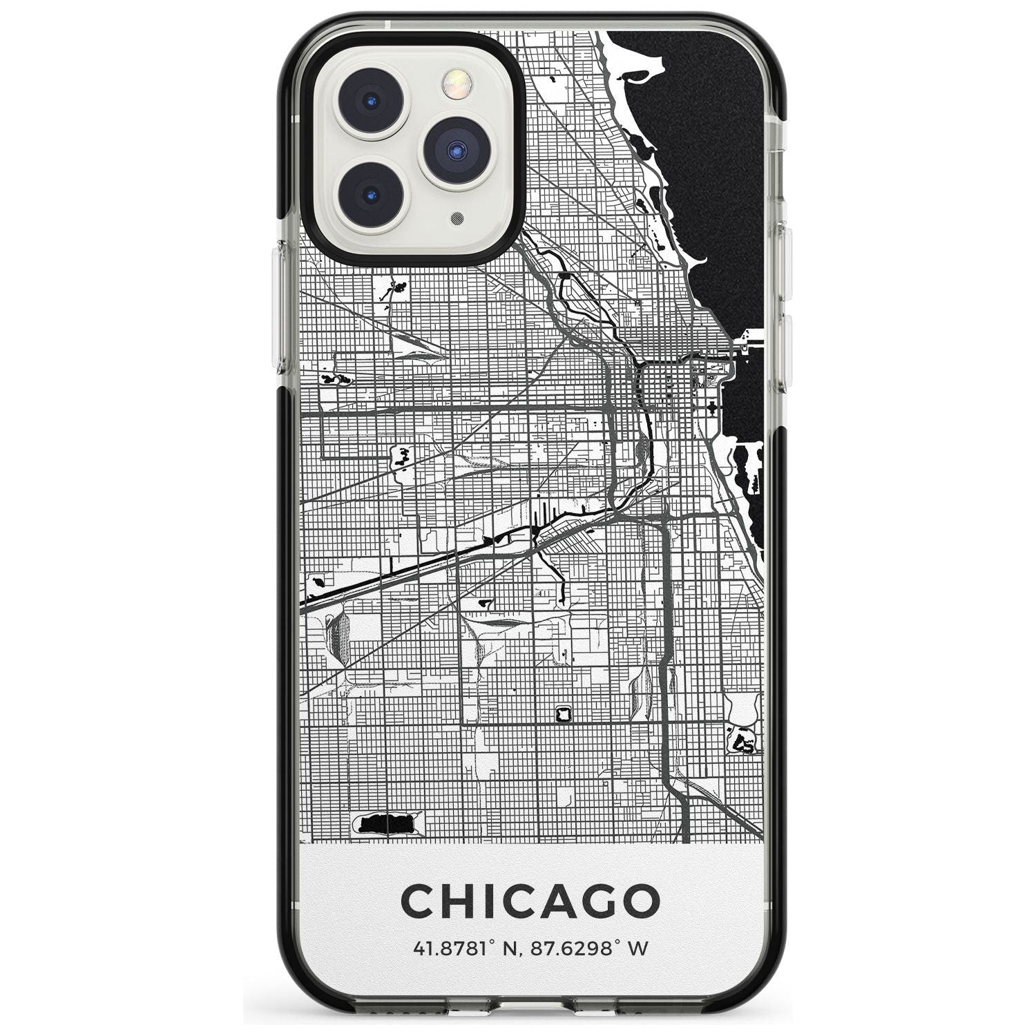 Map of Chicago, Illinois Black Impact Phone Case for iPhone 11 Pro Max