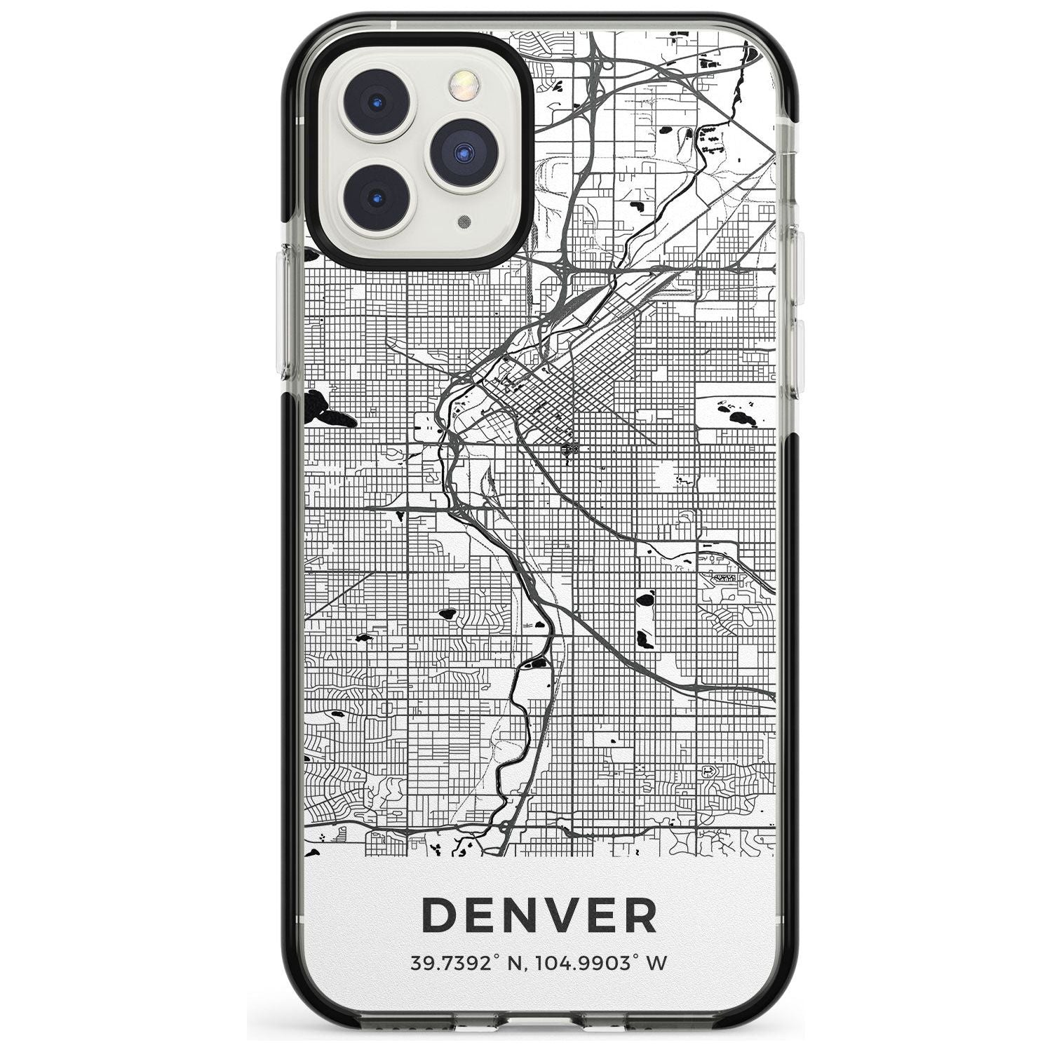 Map of Denver, Colorado Black Impact Phone Case for iPhone 11 Pro Max