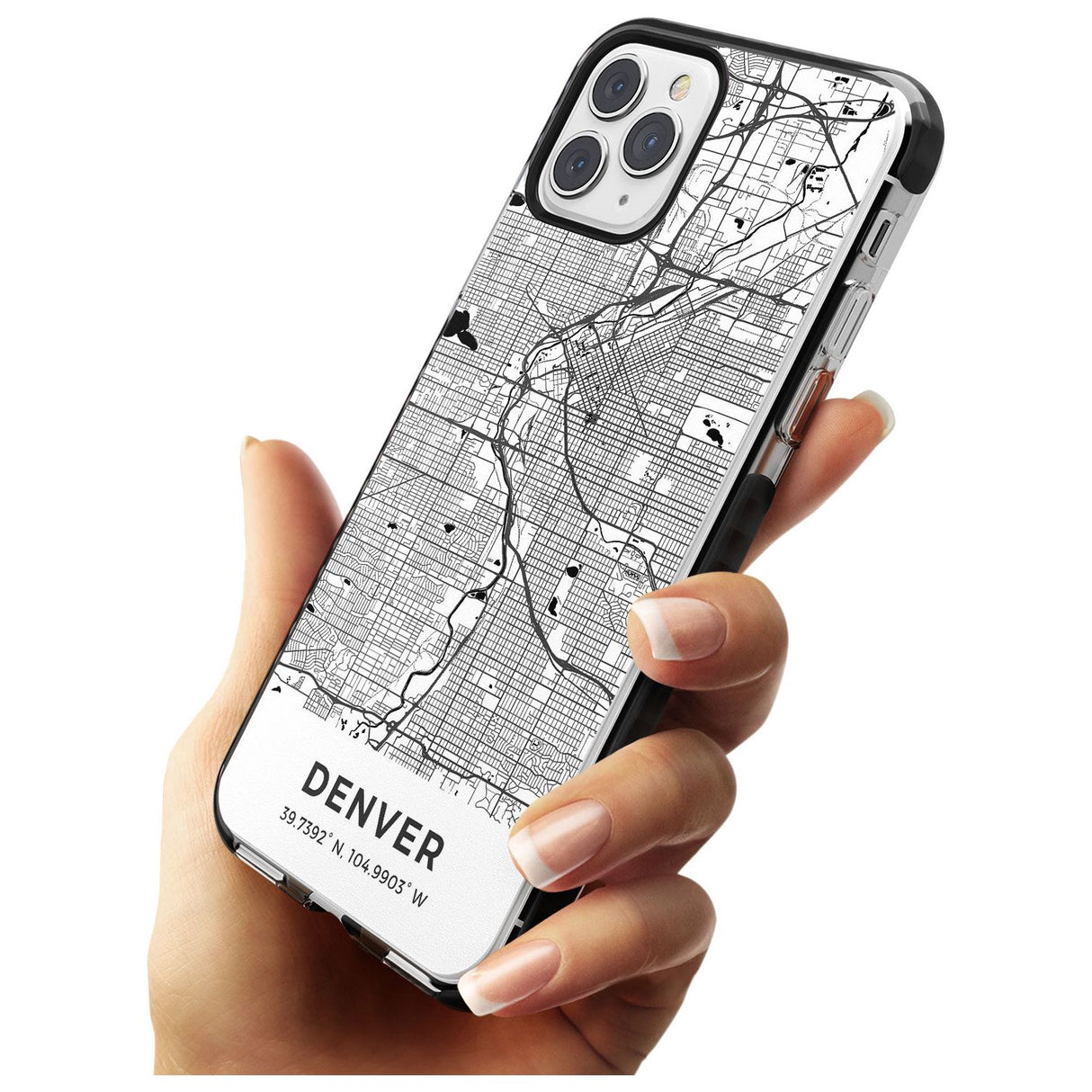 Map of Denver, Colorado Black Impact Phone Case for iPhone 11 Pro Max