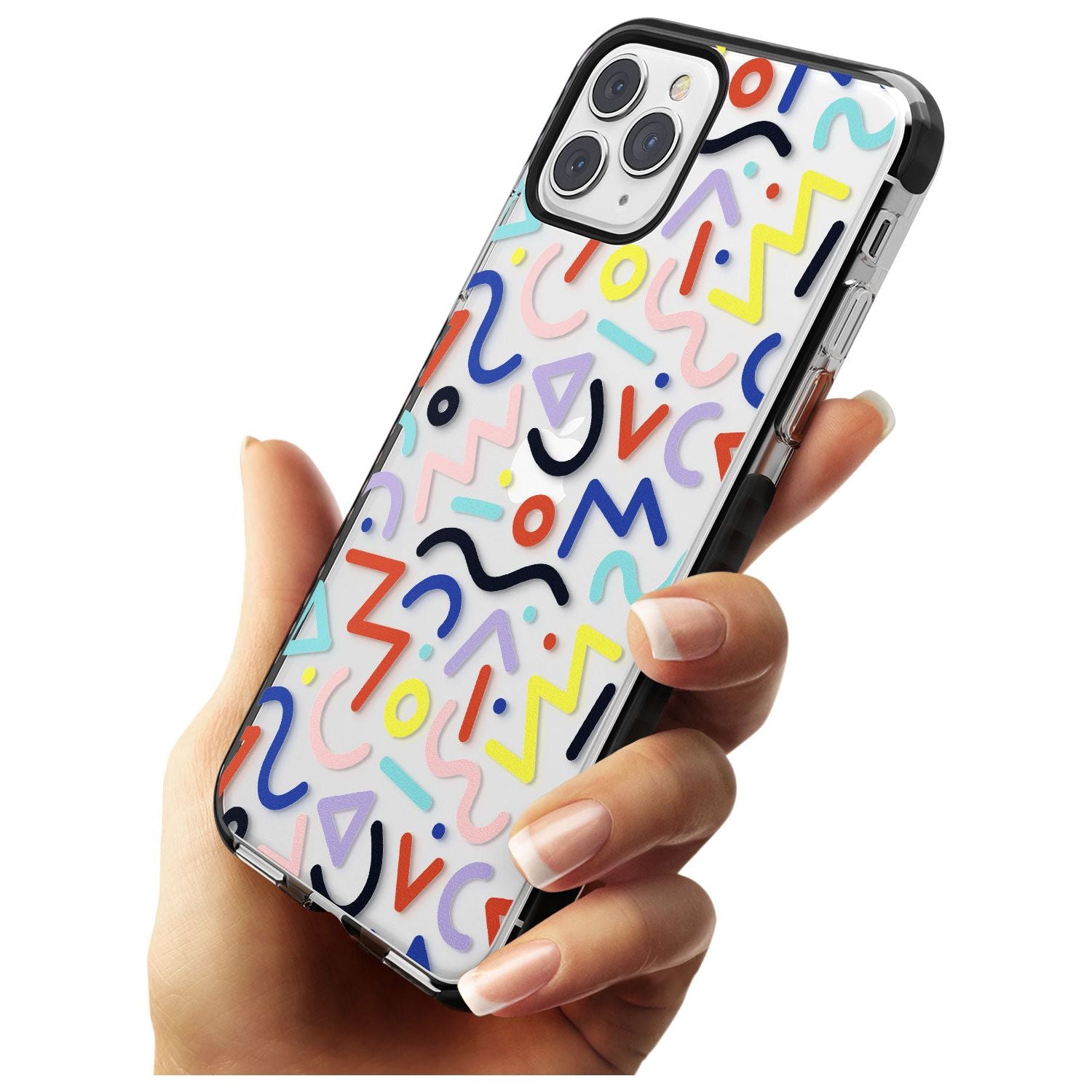 Colourful Squiggles Memphis Retro Pattern Design Black Impact Phone Case for iPhone 11 Pro Max