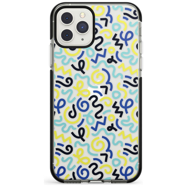 Blue & Yellow Shapes Memphis Retro Pattern Design Black Impact Phone Case for iPhone 11 Pro Max