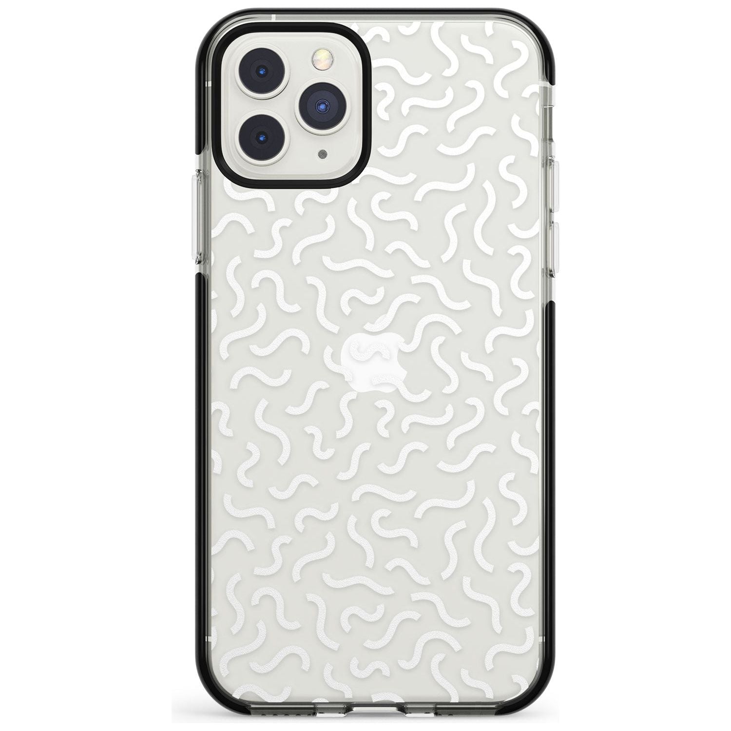 White Wavy Squiggles Memphis Retro Pattern Design Black Impact Phone Case for iPhone 11 Pro Max