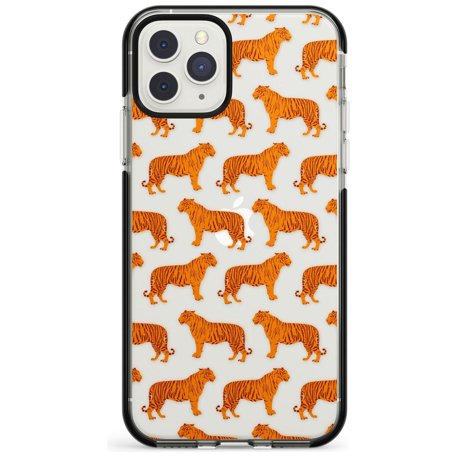 Tigers on Clear Pattern Black Impact Phone Case for iPhone 11 Pro Max