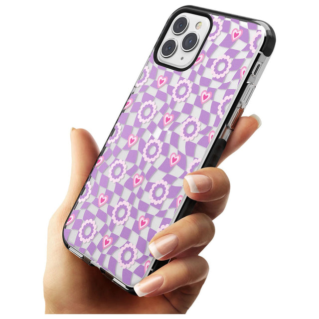 Checkered Love Pattern Black Impact Phone Case for iPhone 11