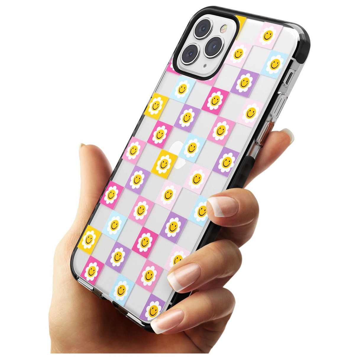 Daisy Squares Pattern Black Impact Phone Case for iPhone 11