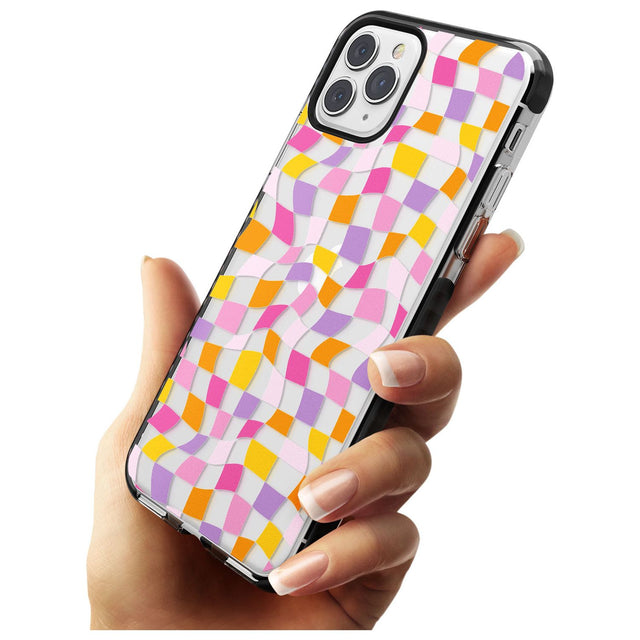 Wonky Squares Pattern Black Impact Phone Case for iPhone 11