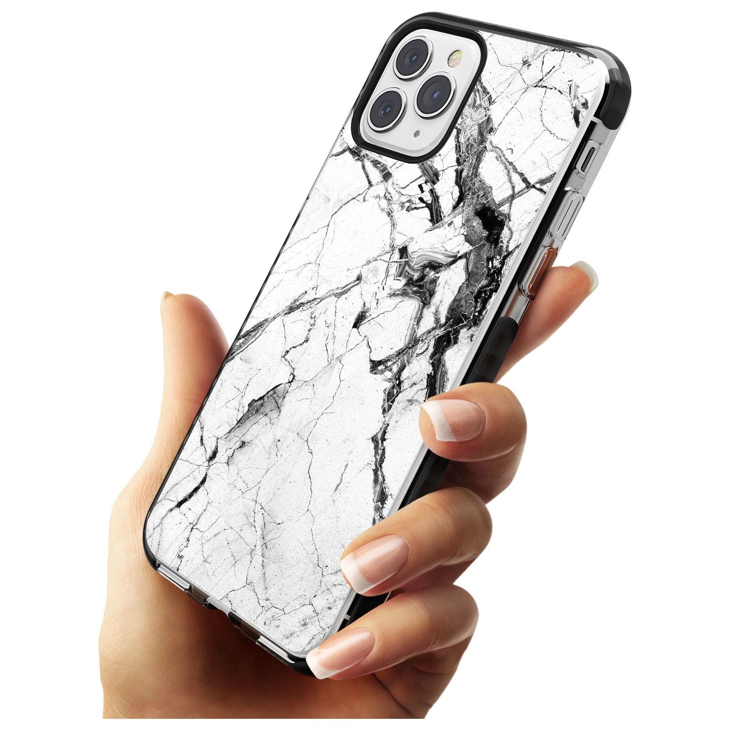 Black & White Stormy Marble Black Impact Phone Case for iPhone 11 Pro Max