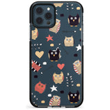 Cute Owl Pattern Black Impact Phone Case for iPhone 11