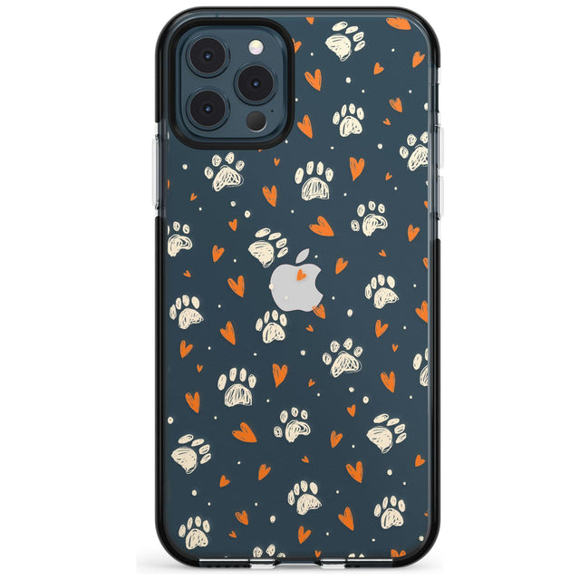 Paws & Hearts Pattern (Clear) Pink Fade Impact Phone Case for iPhone 11
