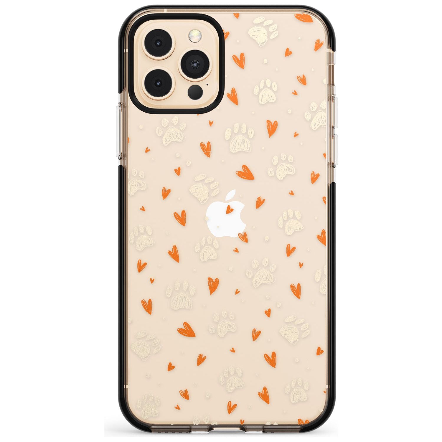 Paws & Hearts Pattern (Clear) Pink Fade Impact Phone Case for iPhone 11