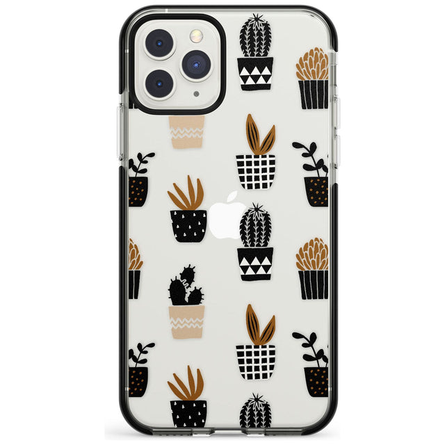 Large Mixed Plants Pattern - Clear Phone Case iPhone 11 Pro Max / Black Impact Case,iPhone 11 Pro / Black Impact Case,iPhone 12 Pro Max / Black Impact Case Blanc Space
