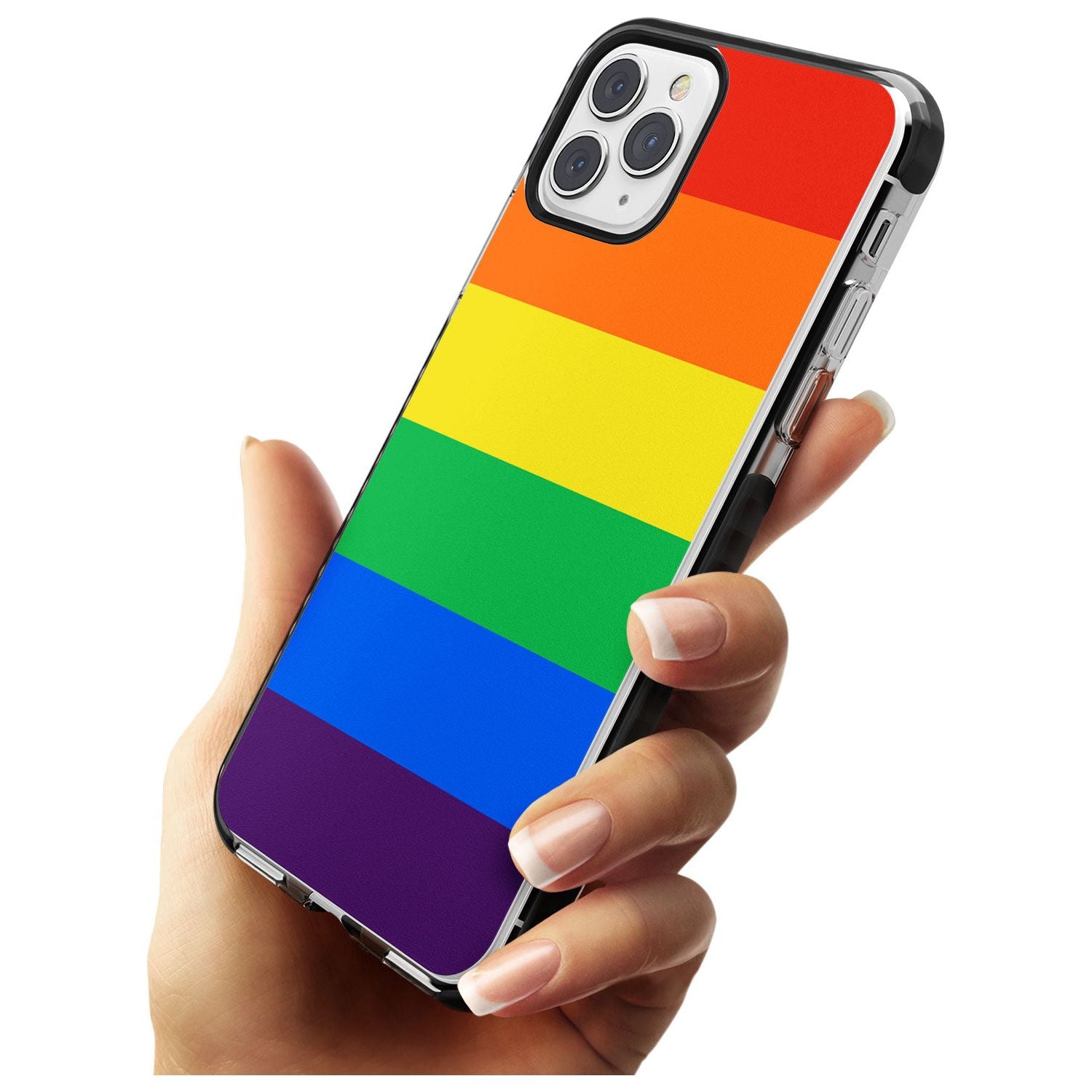 Rainbow Stripes Black Impact Phone Case for iPhone 11 Pro Max