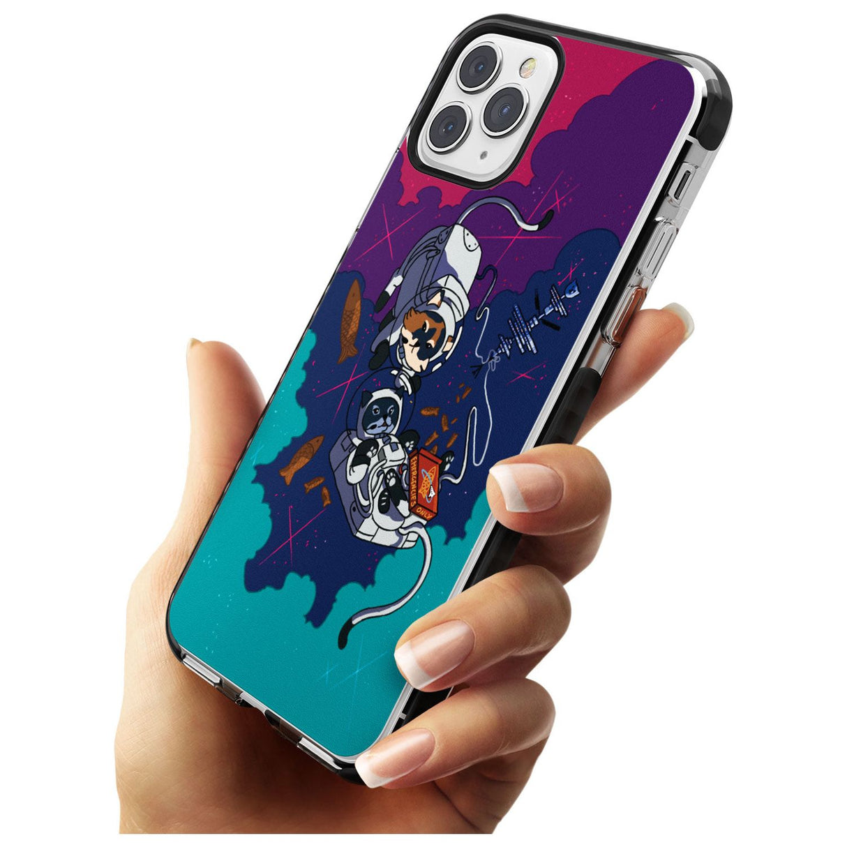 CATS IN SPACE Pink Fade Impact Phone Case for iPhone 11