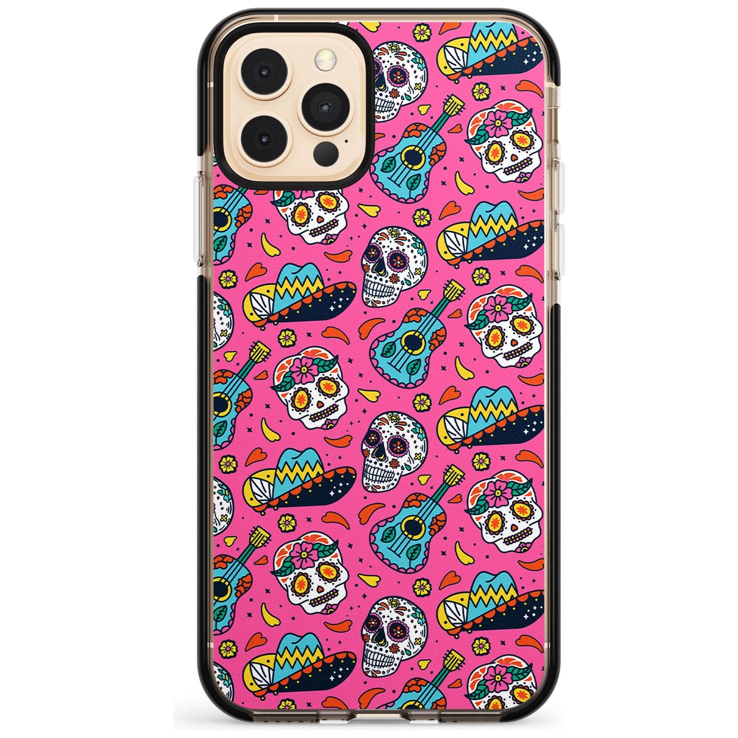 Pink Day of The Dead Pattern Black Impact Phone Case for iPhone 11