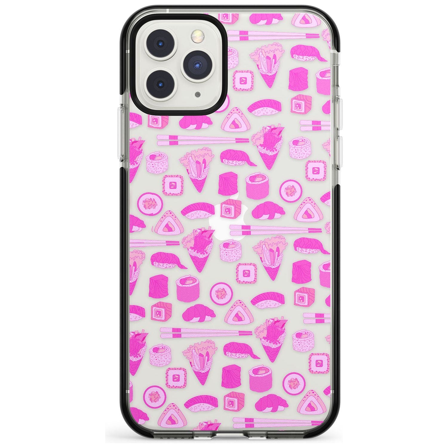 Bright Pink Sushi Pattern Black Impact Phone Case for iPhone 11 Pro Max