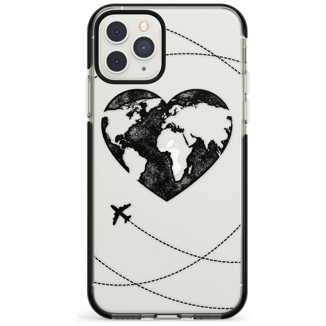 Globe Heart iPhone Case  Black Impact Phone Case - Case Warehouse