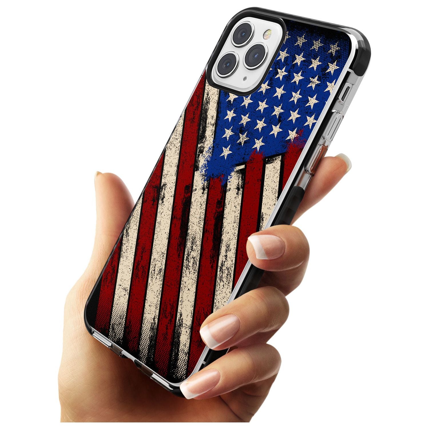Distressed US Flag Black Impact Phone Case for iPhone 11