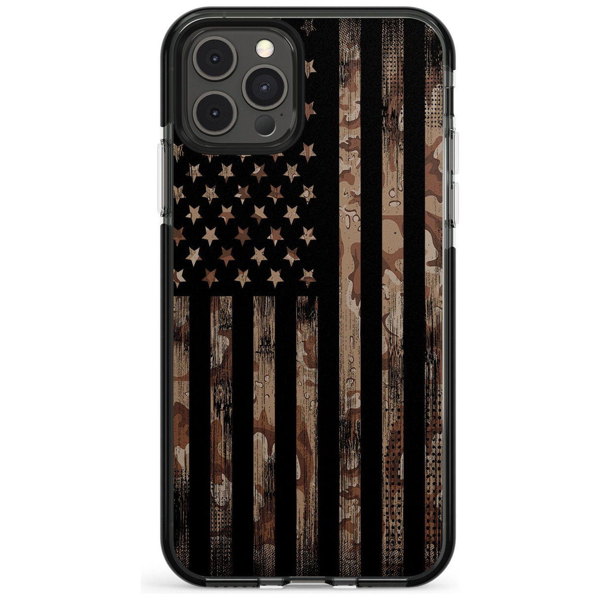 Desert Camo US Flag Black Impact Phone Case for iPhone 11