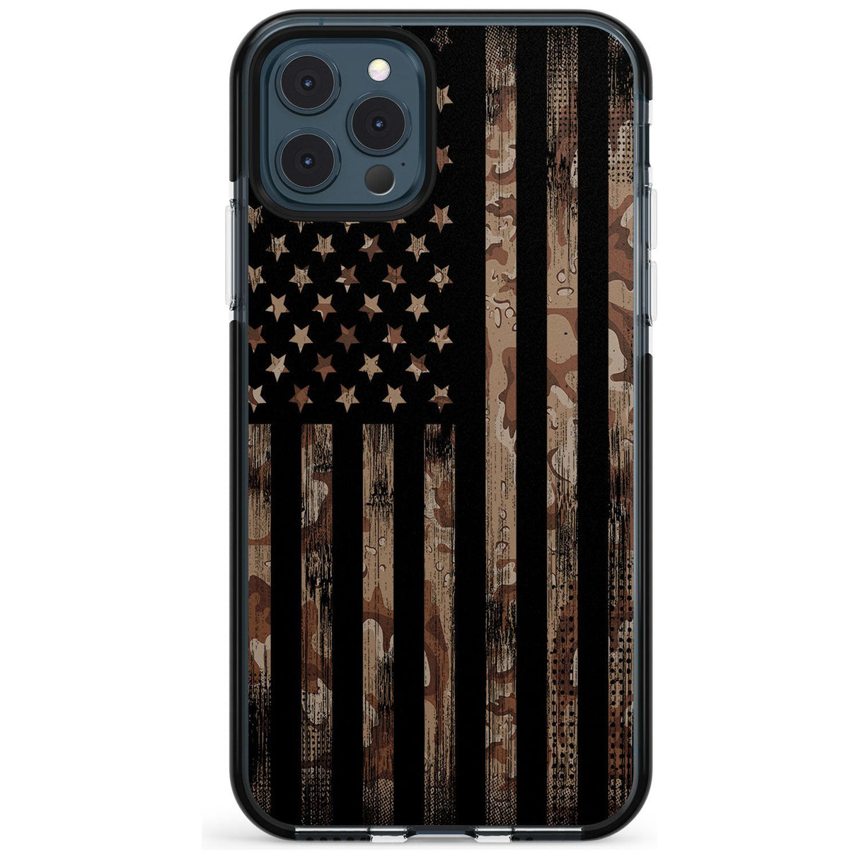 Desert Camo US Flag Black Impact Phone Case for iPhone 11