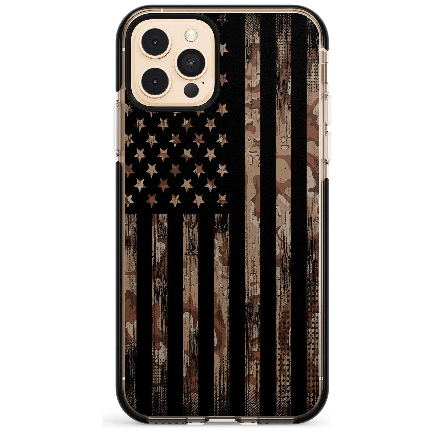 Desert Camo US Flag Black Impact Phone Case for iPhone 11