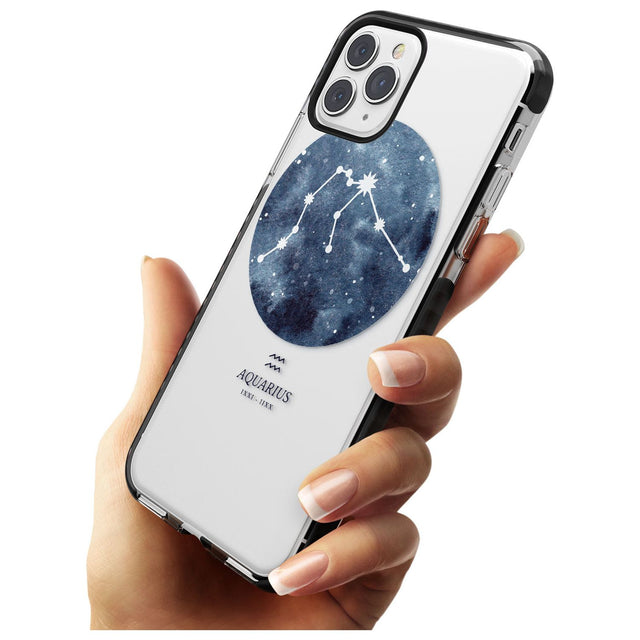 Aquarius Zodiac Transparent Design - Blue Black Impact Phone Case for iPhone 11 Pro Max