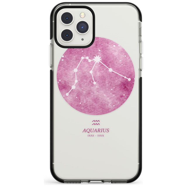 Aquarius Zodiac Transparent Design - Pink Black Impact Phone Case for iPhone 11 Pro Max
