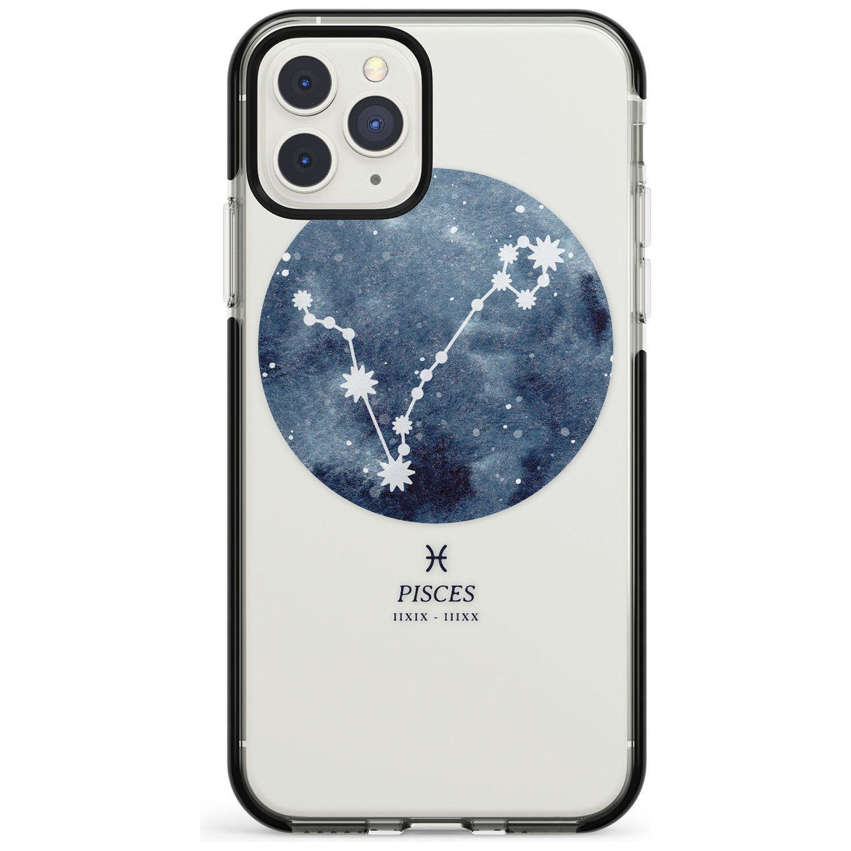 Pisces Zodiac Transparent Design - Blue Black Impact Phone Case for iPhone 11 Pro Max