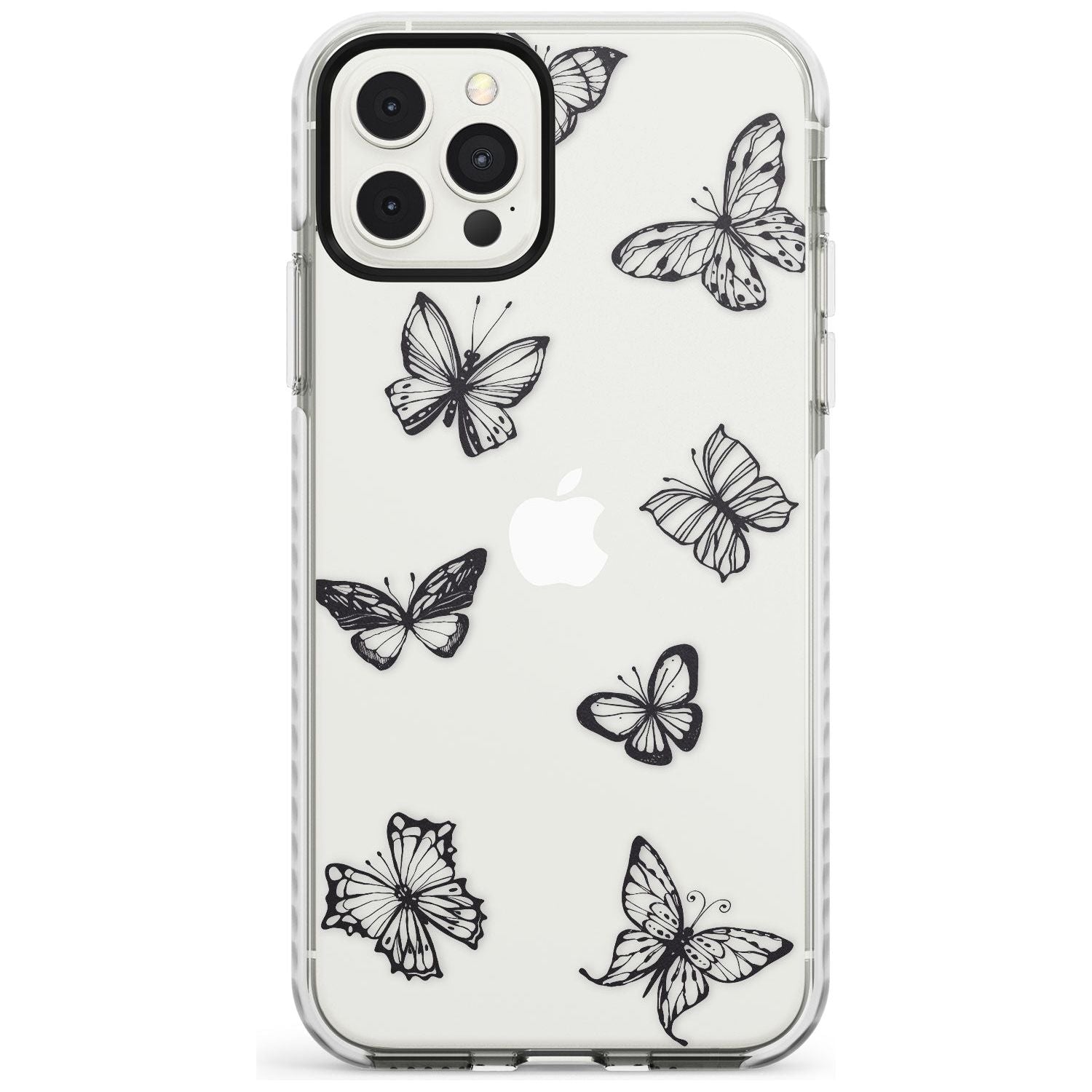 Grey Butterfly Line Pattern Impact Phone Case for iPhone 11 Pro Max