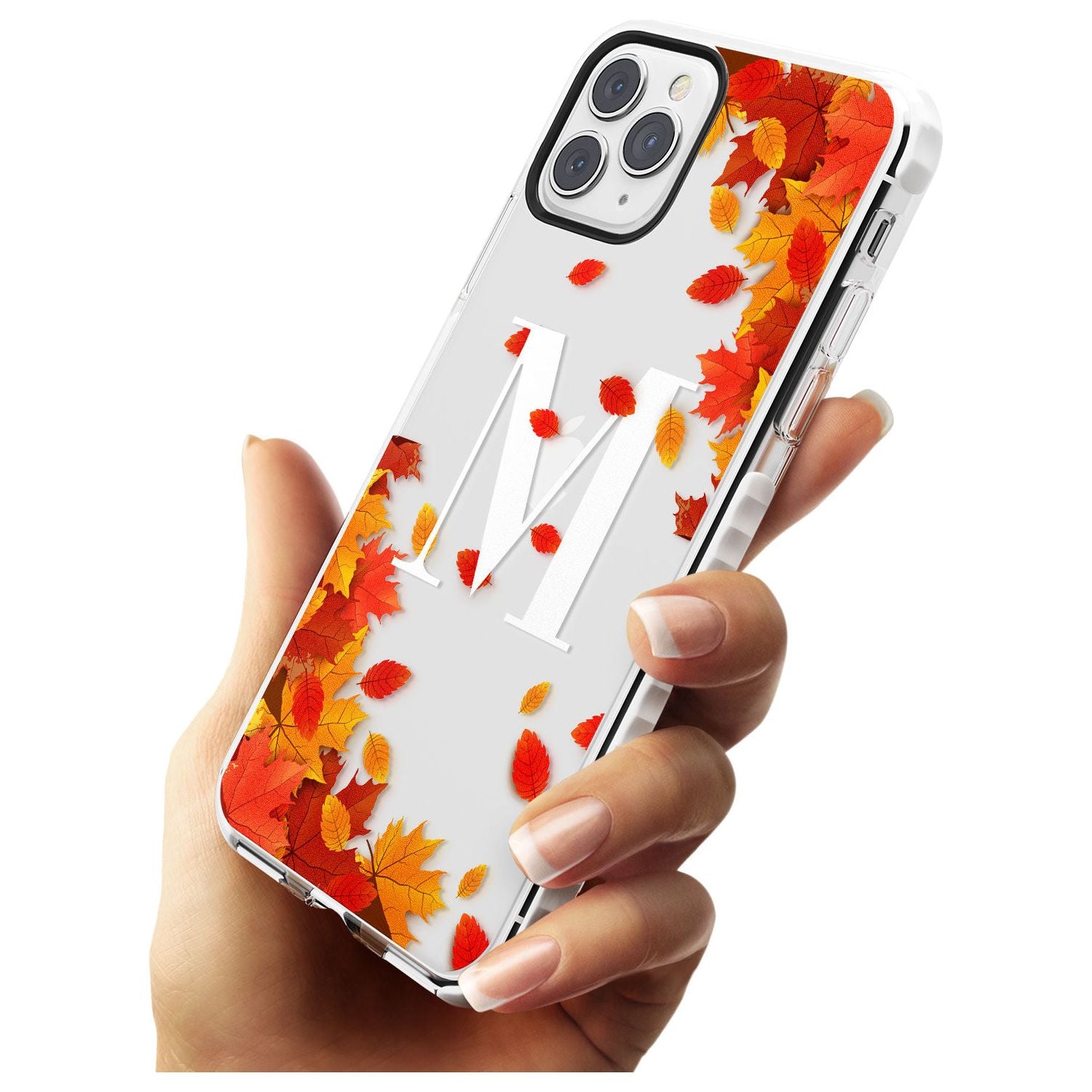 Personalised Monogram Autumn Leaves Impact Phone Case for iPhone 11 Pro Max