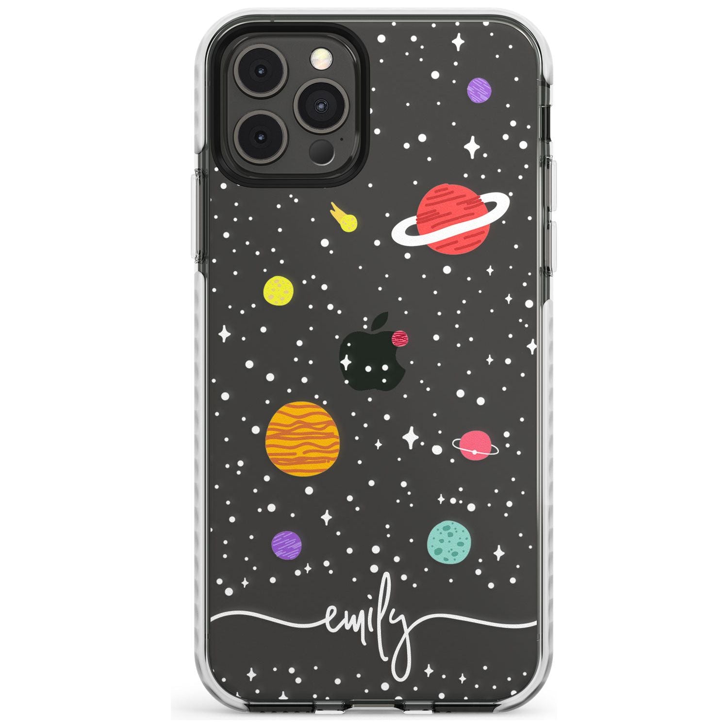 Custom Cute Cartoon Planets (Clear) Slim TPU Phone Case for iPhone 11 Pro Max