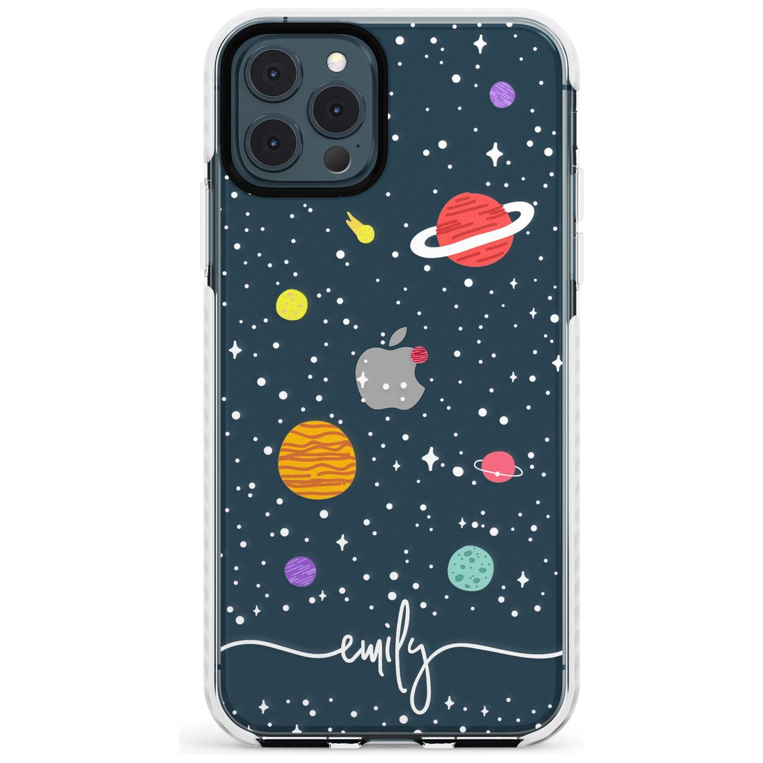 Custom Cute Cartoon Planets (Clear) Slim TPU Phone Case for iPhone 11 Pro Max
