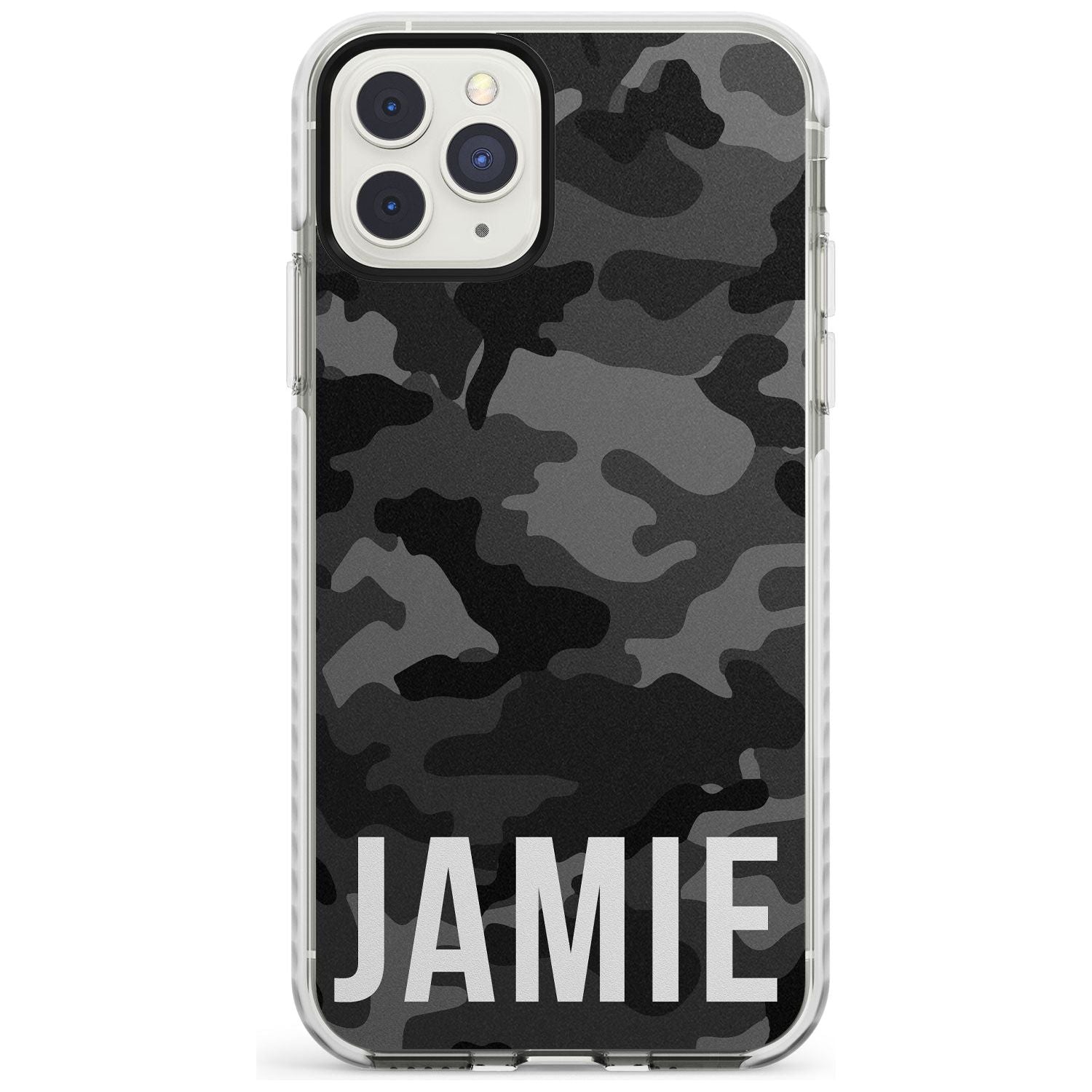 Horizontal Name Personalised Black Camouflage Impact Phone Case for iPhone 11 Pro Max