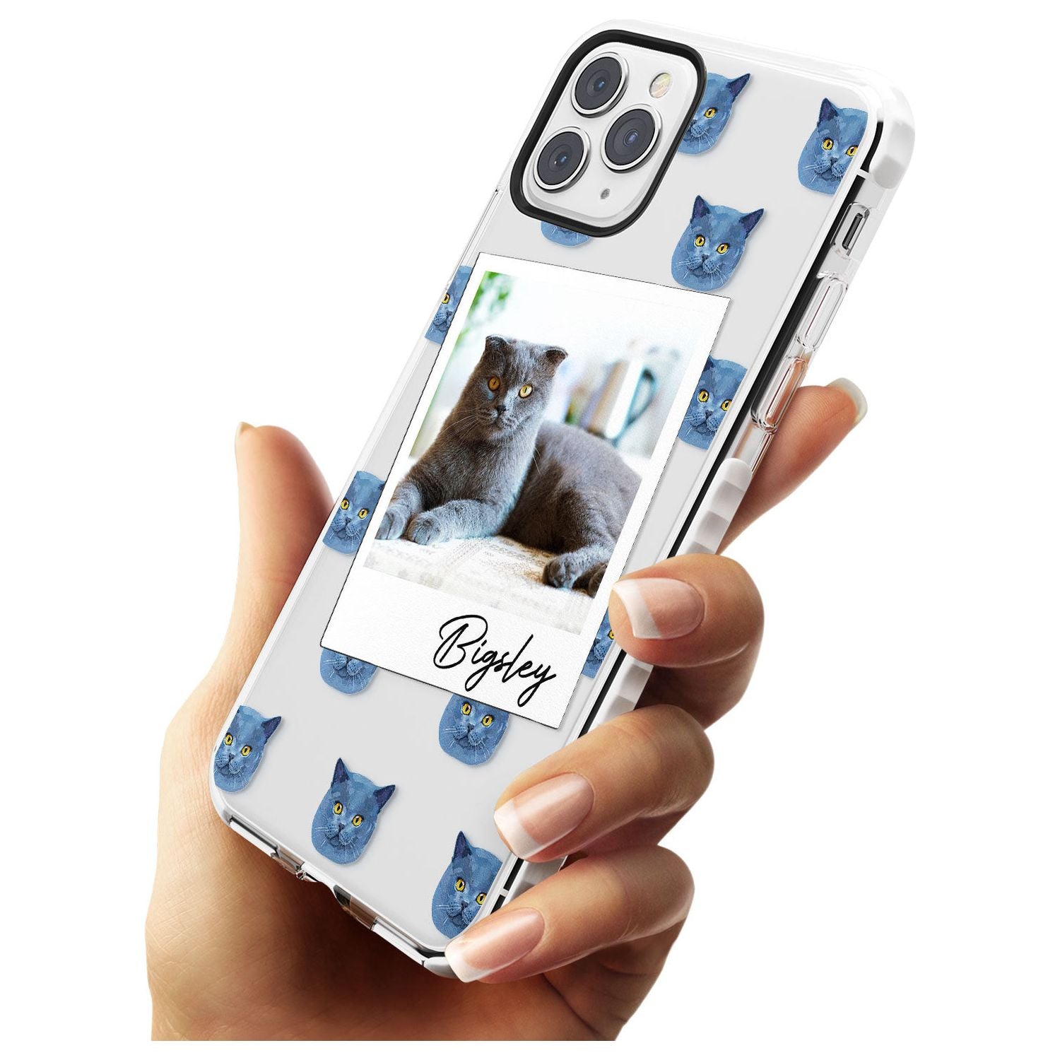 Personalised English Blue Cat Photo Impact Phone Case for iPhone 11 Pro Max