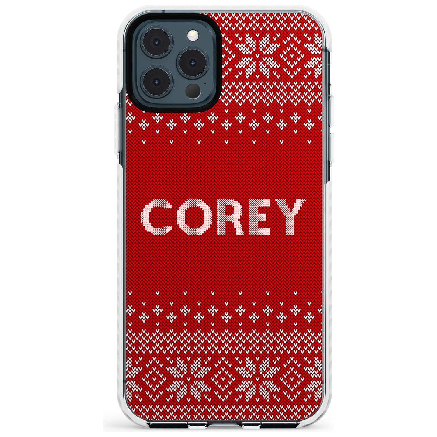Personalised Red Christmas Knitted Jumper Impact Phone Case for iPhone 11 Pro Max