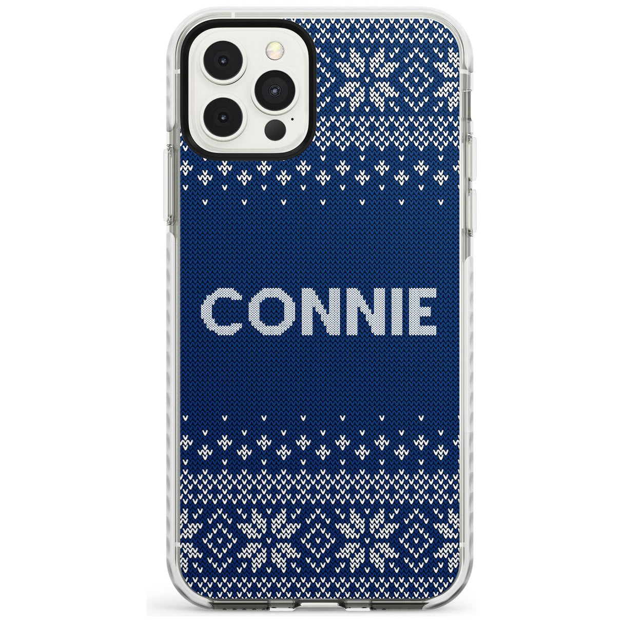 Personalised Blue Christmas Knitted Jumper Impact Phone Case for iPhone 11 Pro Max