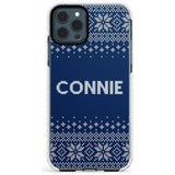 Personalised Blue Christmas Knitted Jumper Impact Phone Case for iPhone 11 Pro Max