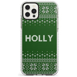 Personalised Green Christmas Knitted Jumper Impact Phone Case for iPhone 11 Pro Max