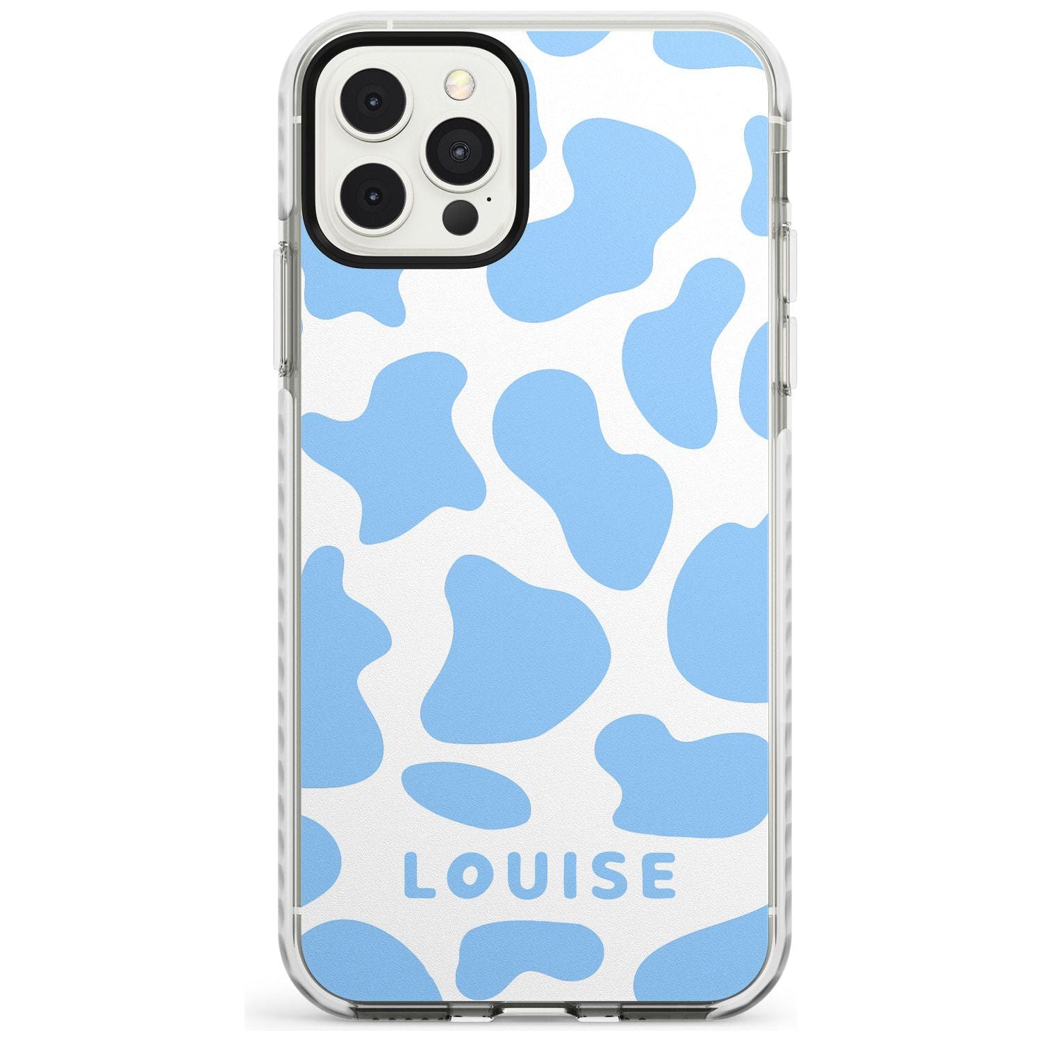 Personalised Blue and White Cow Print Impact Phone Case for iPhone 11 Pro Max